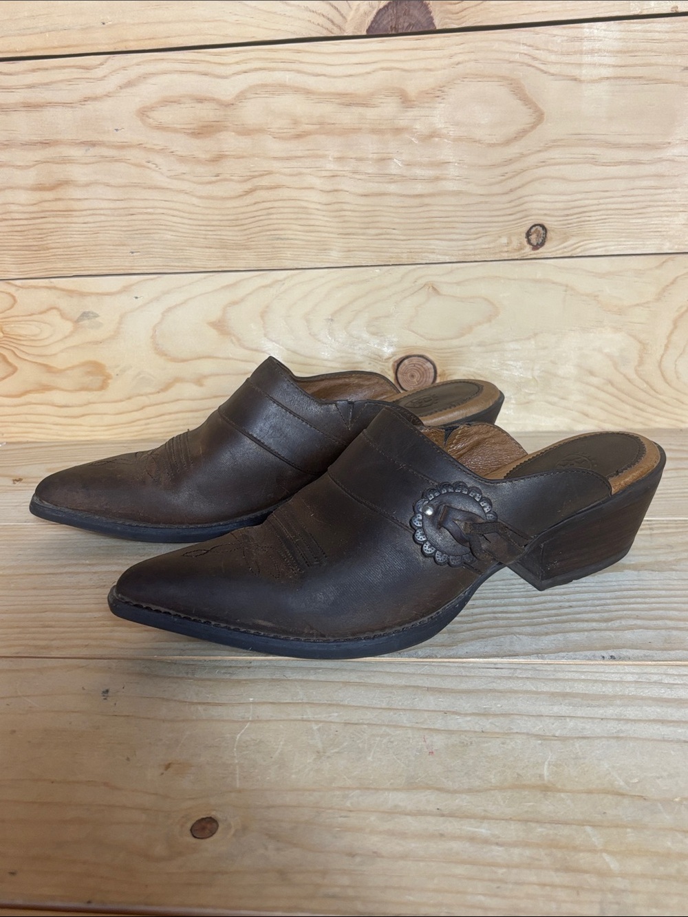 Ariat brown leather western mules size 8.5 - Picture 1 of 10
